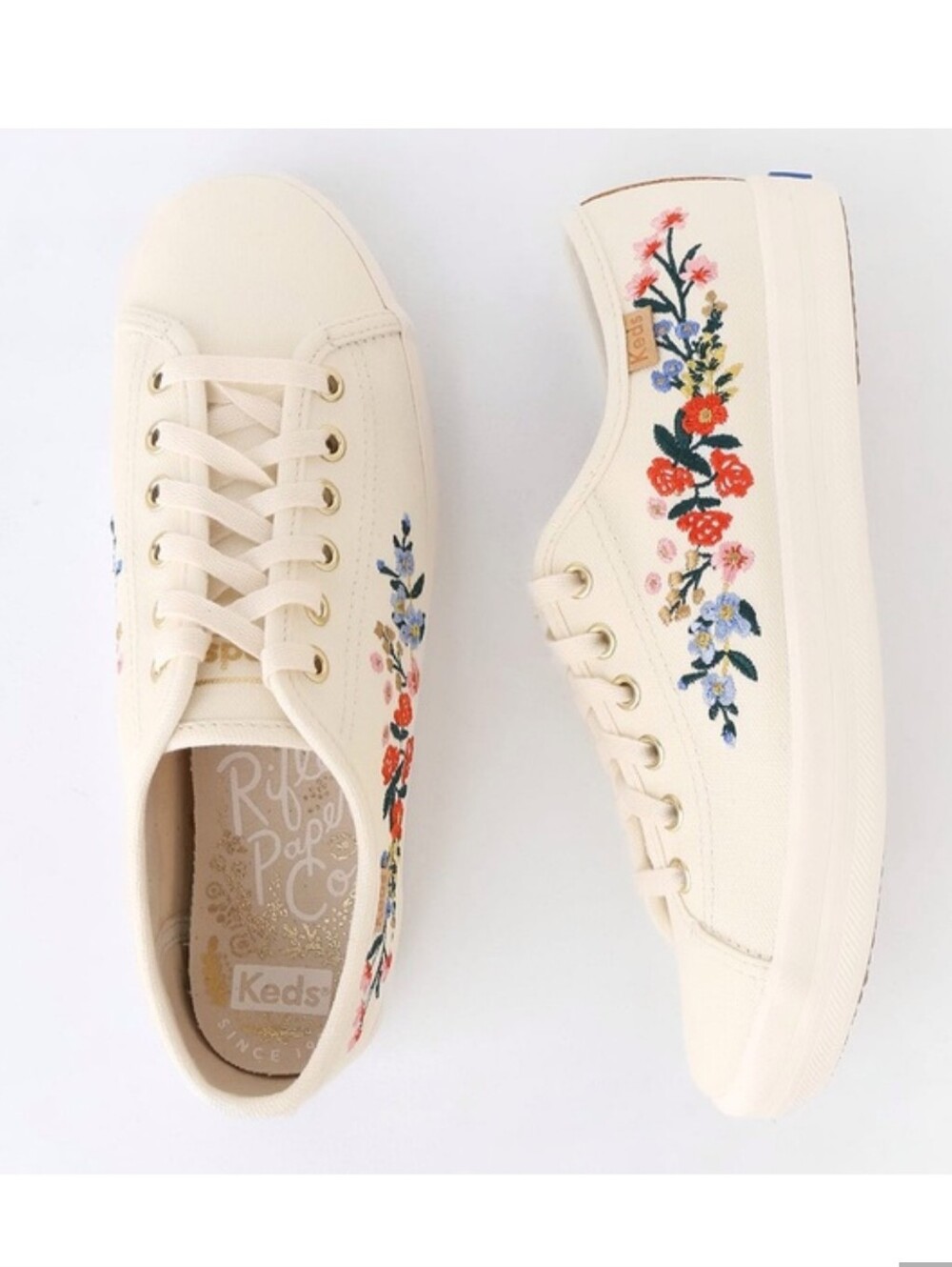 NWOT Rifle Paper Co. Embroidered Floral Sneakers